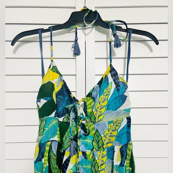 NWT Aerie Halter Beach Maxi Sundress Marbled Blue - Picture 4 of 9